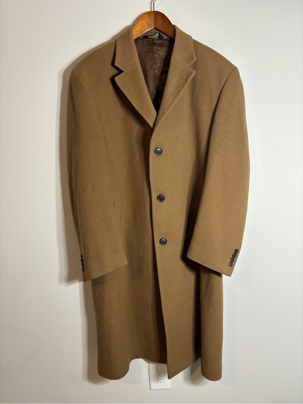 Jos A Bank 100% Wool Overcoat 40R Brown Button Work Business